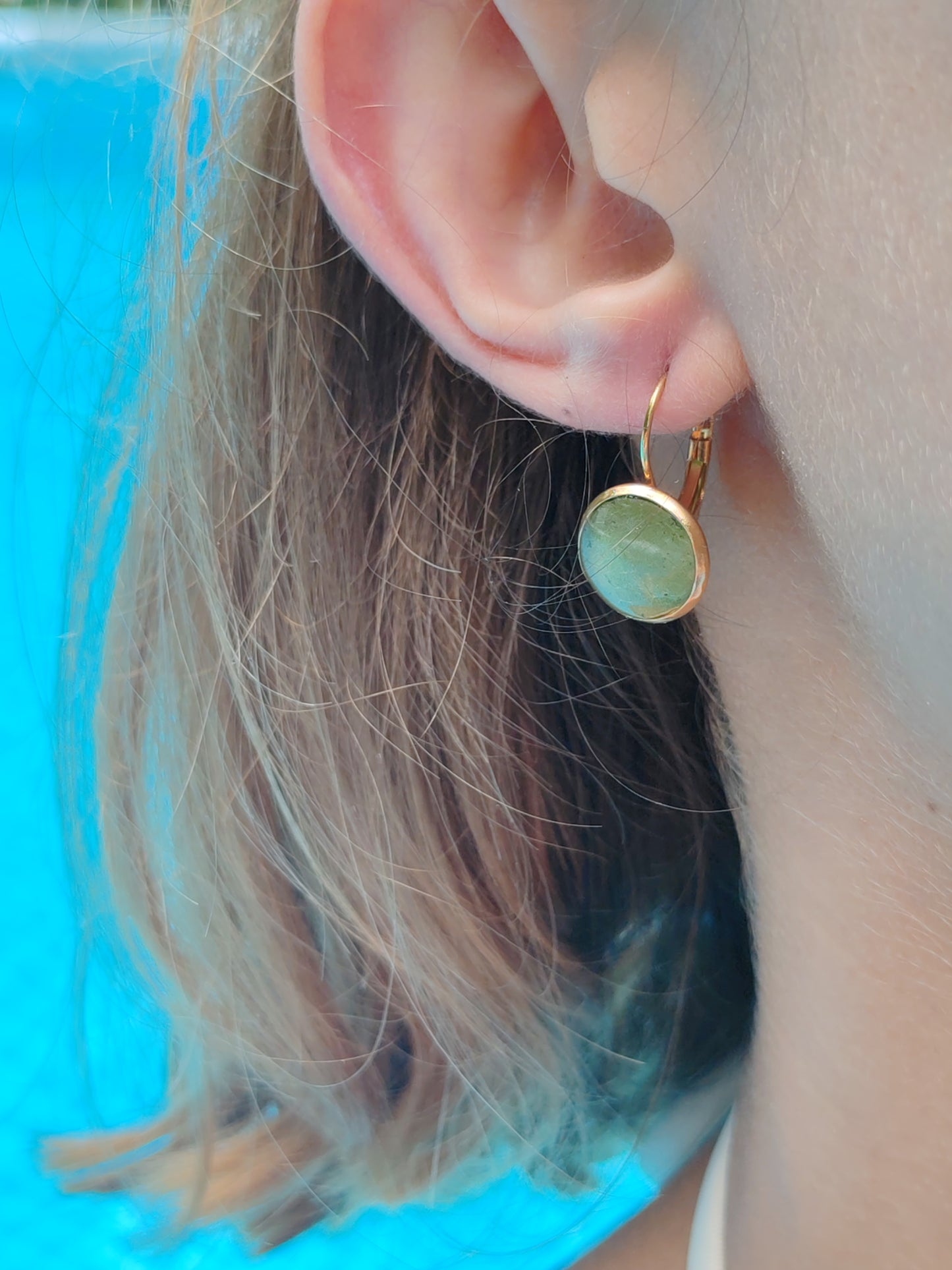 Boucle d'oreille dormeuse - Fleurs séchées - Eucalyptus