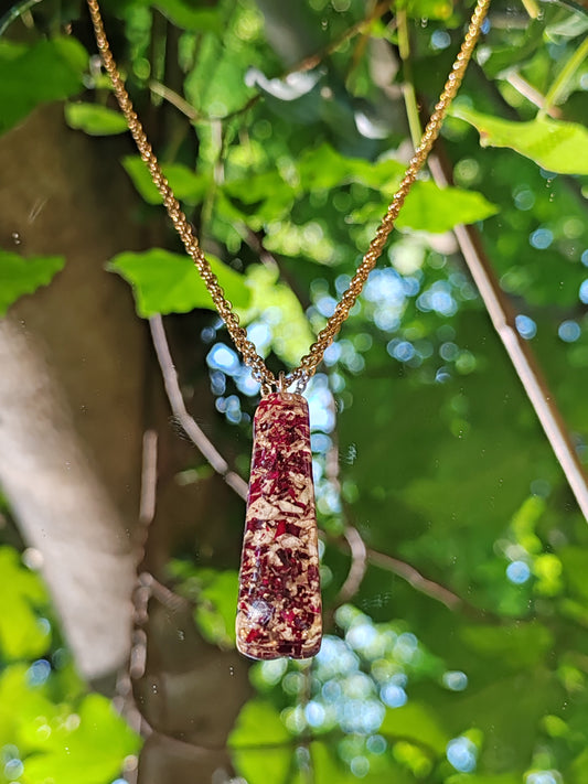 Collier - Fleurs séchées - Fragments de roses