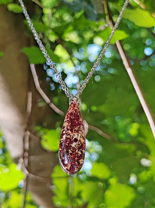 Collier - Fleurs séchées - Fragments de roses