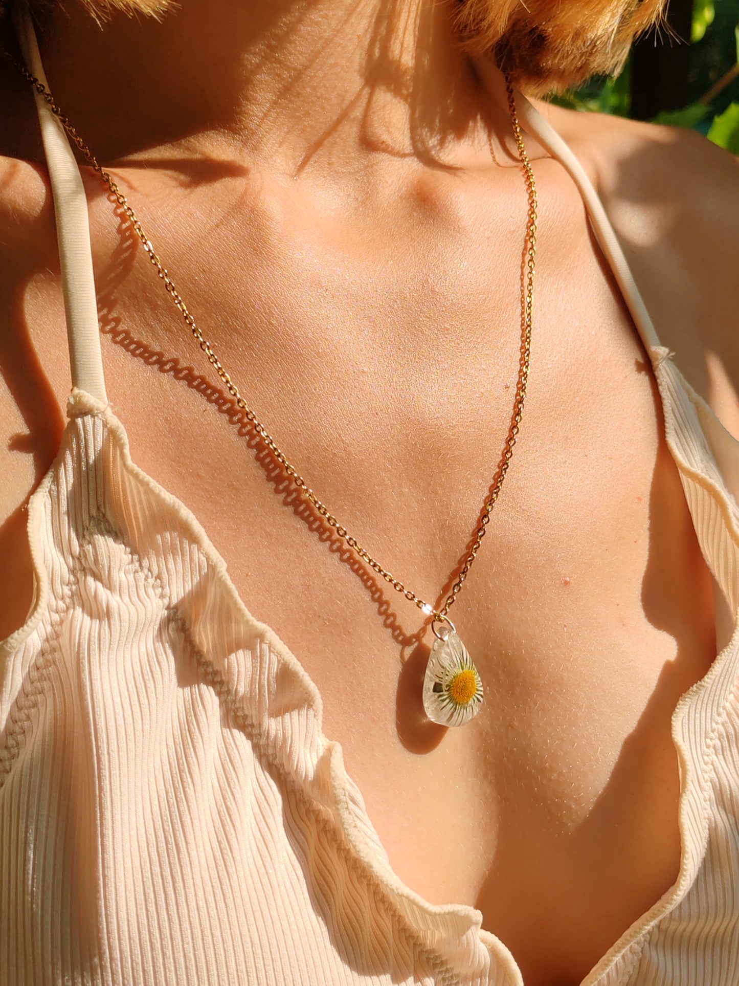 Collier - Fleurs séchées - Marguerite