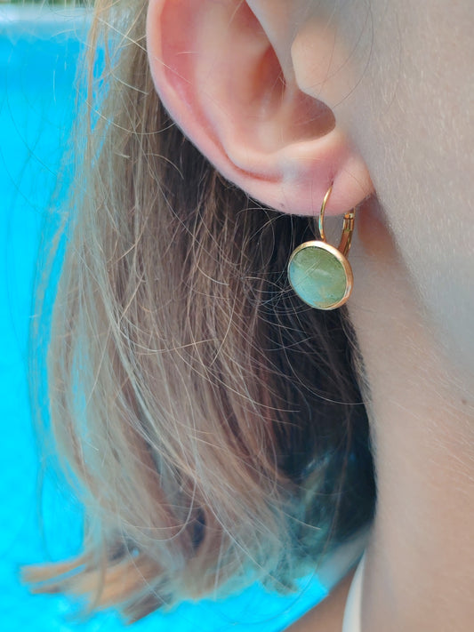 Boucle d'oreille dormeuse - Fleurs séchées - Eucalyptus