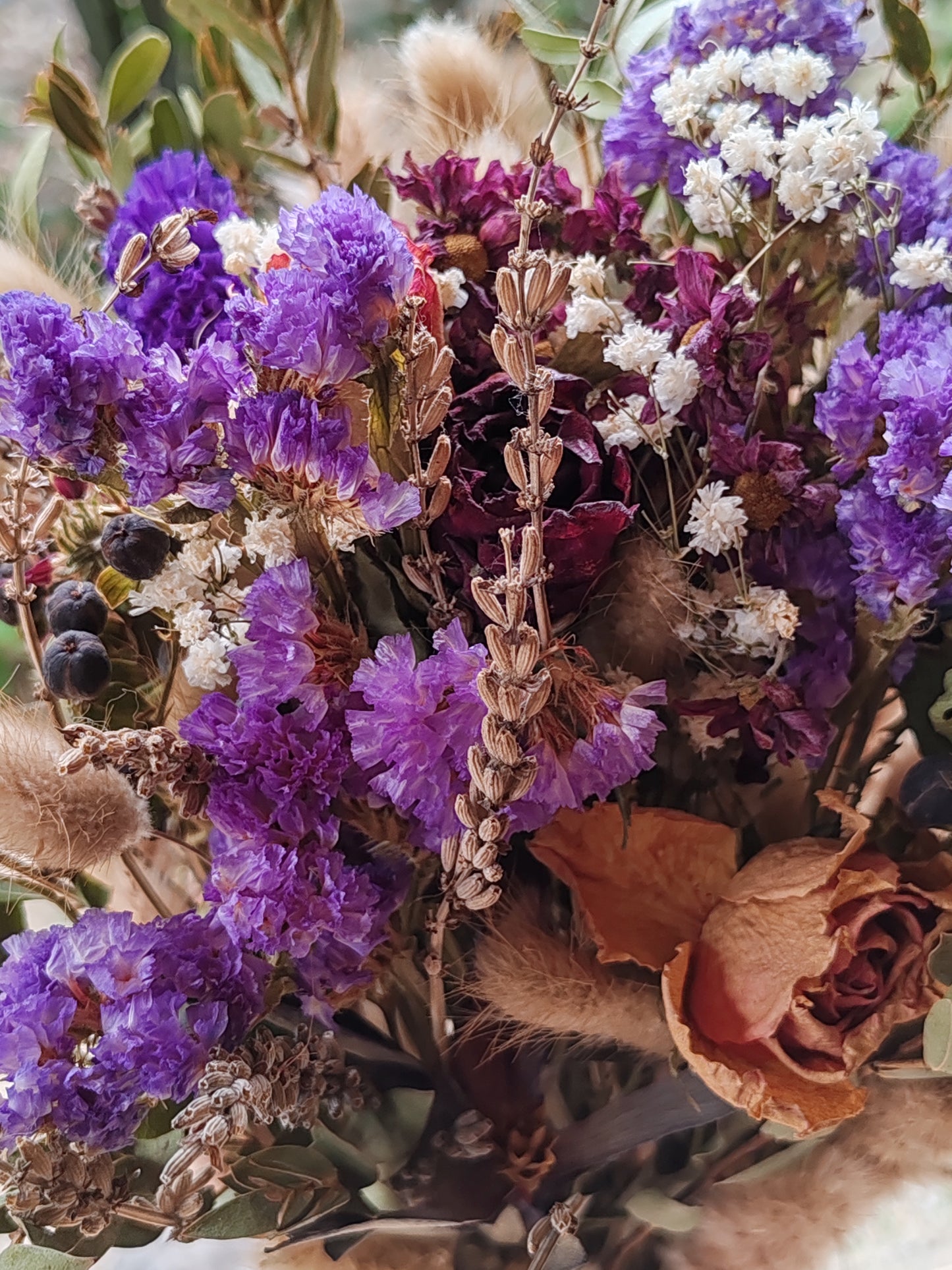 Grand Bouquet - Fleurs séchées - Graminés/Roses/Statices/Lavandes/Gypsophiles