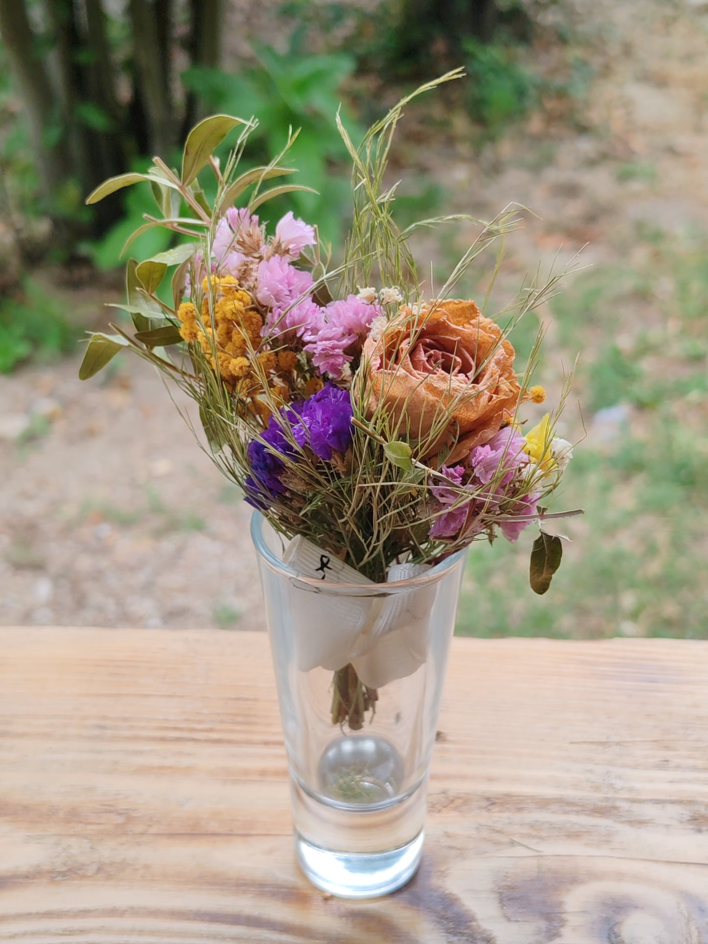 Mini Bouquets - Fleurs séchées - Rose/Statices/Mimosas